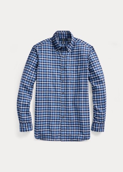Camisa Polo Ralph Lauren Hombre Azules / Azul Marino Multicolor - Classic Fit Plaid Twill - MYANC243